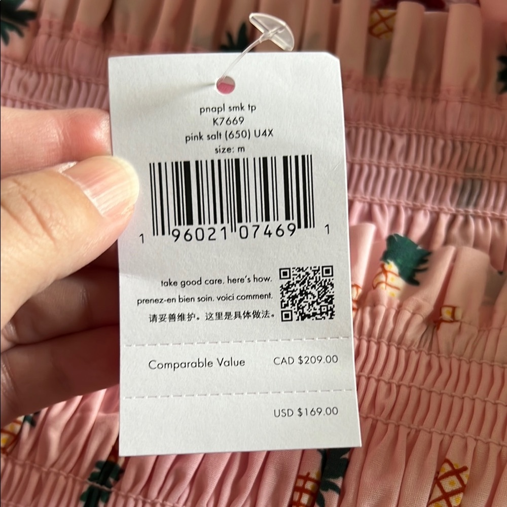 NWT Kate Spade Pink Pineapple Tank Top Medium - Picture 8 of 8